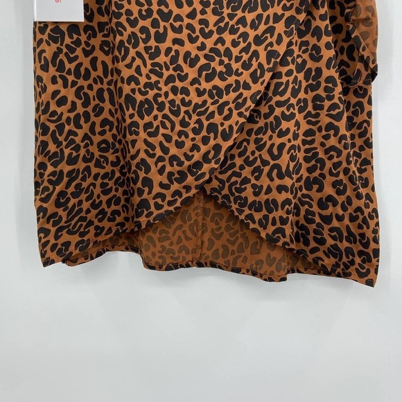 NWT GOOD AMERICAN Brown Black Leopard Print High Waist Sarong Mini Skirt Size 0 - Picture 5 of 8
